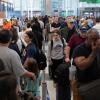 Travelers wait for hours in long TSA lines at the George Bush Intercontinental Airport in Houston on March 25, 2026. REUTERS/Antranik Tavitian