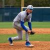 Angelo State pitcher Luke Spencer celebrates during the Rams' 3-2 win over St. Edward's on Sunday, April 5, 2026.