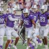 Abilene Christian's football team celebrates during the 2025 season.