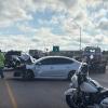 A crash involving at least three vehicles — all of which had to be towed — has closed eastbound traffic on the Houston Harte Expressway on Monday morning.