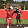 Coahoma's Addi Hart rounds the bases after a home run against Grand Saline in the state semifinals.
