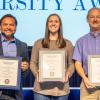 ASU's 2025-26 Rodgers Awards Winners (L-R) Manny Campos, Brit Heppler and Dr. David Bixler