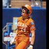 Texas' Reese Atwood celebrates during the 2026 College Softball World Series.