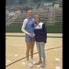 Mason's Flora Appleton (left) and head coach Alicia Cummings stand on the court after the Texas Girls Coaches Association 1A-4A All-Star Game on Friday, July 17, 2026.