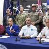 Gov. Greg Abbott speaks at a press conference Monday afternoon at the Texas Department of Emergency Management headquarters in Austin about a tropical depression that later strengthened into Tropical Storm Edouard. It is expected to move into southeast Texas on Tuesday.