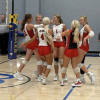 The Christoval volleyball team celebrates during the 2026 season.
