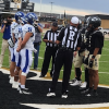 Lake View and Big Spring meet for the coin toss before their game Friday, Sept. 25, 2026.