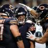 Chicago Bears' Case Keenum and his offensive line against the Eagles 2026