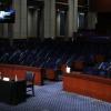 The witness table for a hearing by the House Judiciary Committee in the Congressional Auditorium at the U.S. Capitol Visitors Center July 28, 2020 in Washington, DC. (Photo by Chip Somodevilla / POOL / AFP via Getty Images)