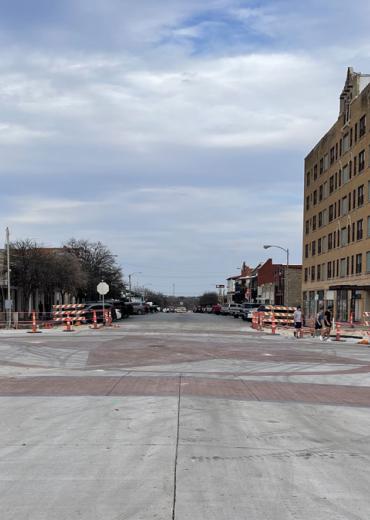 Downtown, looking east down Concho Ave across Chadbourne St.