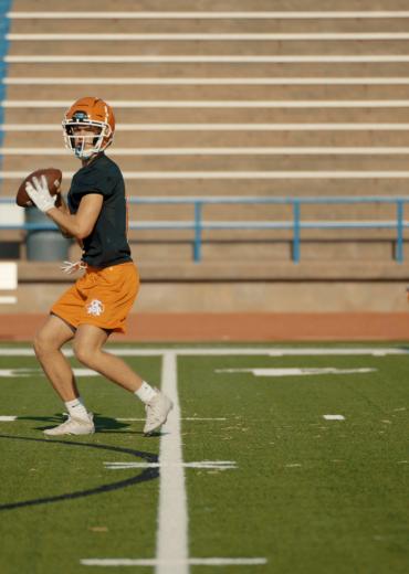 San Angelo Central QB Ben Imler takes a snap during day one of fall camp. 