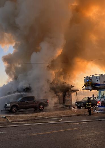 SAFD to extinguish flames at a home located in the block of San Antonio street and North Washington in San Angelo. 