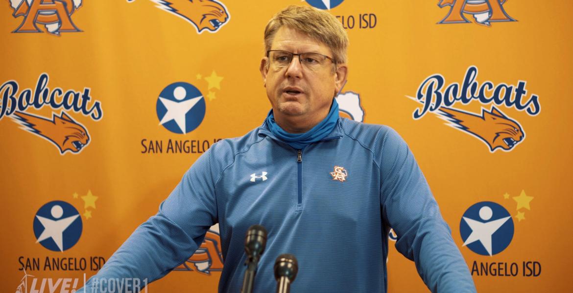 San Angelo Central Head Football Coach Brent Davis at press conference on Oct. 5, 2020 (LIVE! Photo/Manny Diaz)
