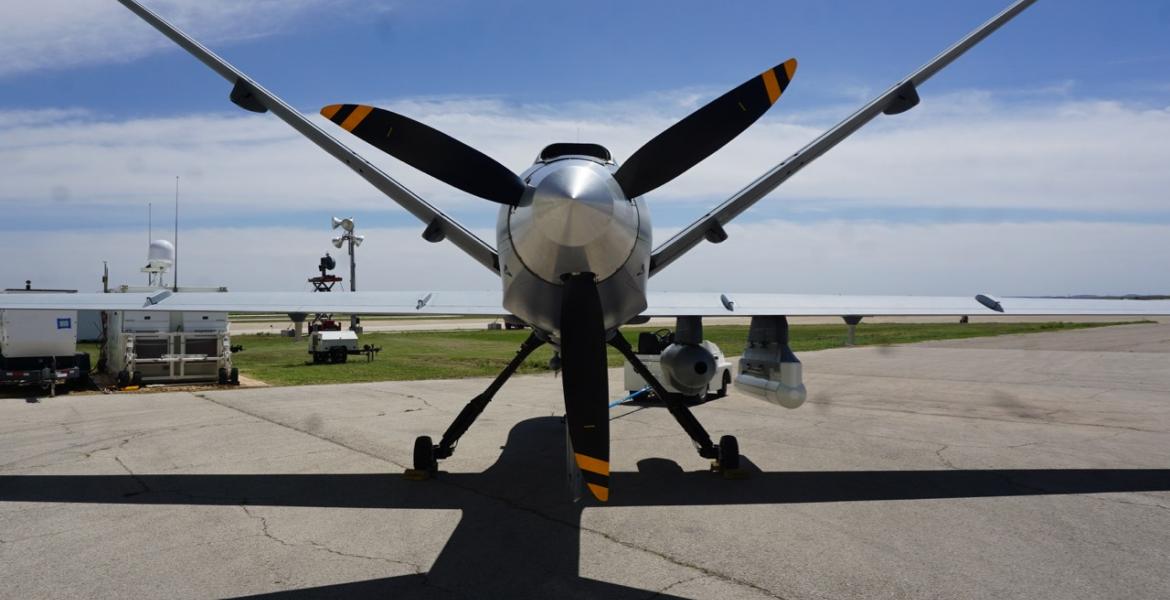 The rear-mounted turboprop engine of the MQ-9 UAS.