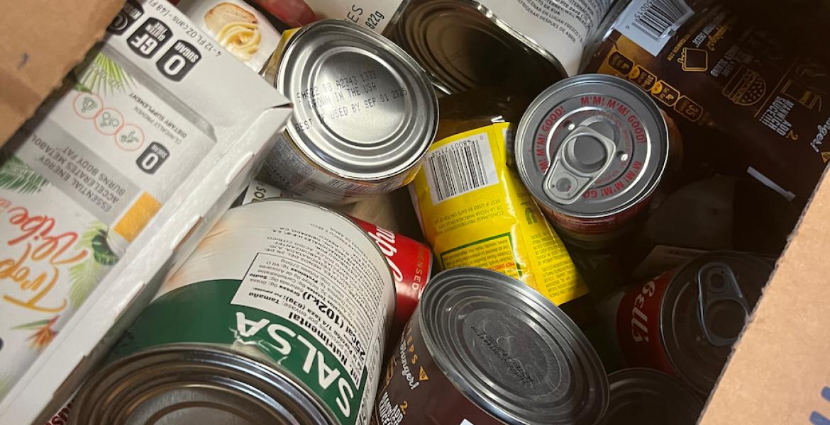 Three sororities and four fraternities sent volunteers from all classes — freshmen through seniors — to help the food bank for three hours on a Thursday evening.