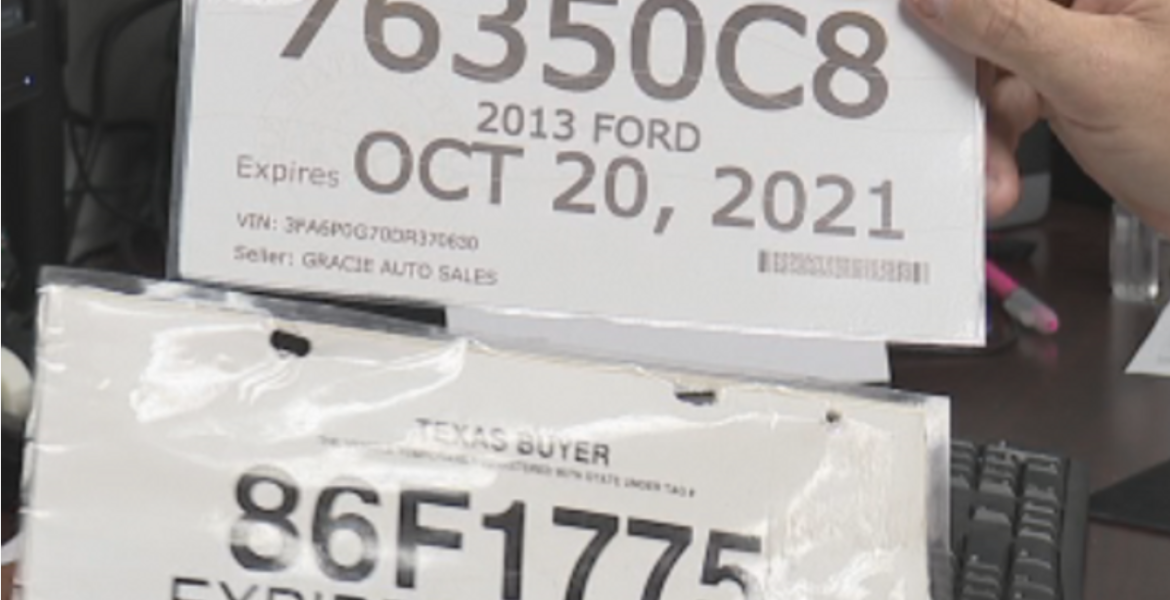 Fake Temporary Texas License Plate (Courtesy/autop.be)