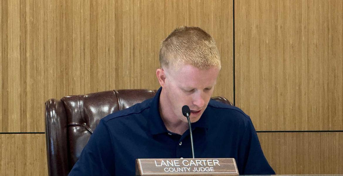 Tom Green County Judge Lane Carter proposes a tax hike at the Aug. 13, 2024 meeting of the county commissioners' court.