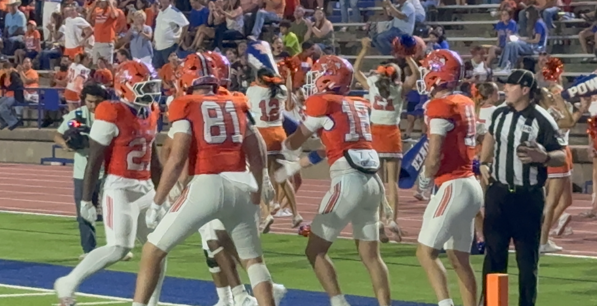 Central Bobcats celebrate a touchdown in the 'Cats' win over Abilene Cooper