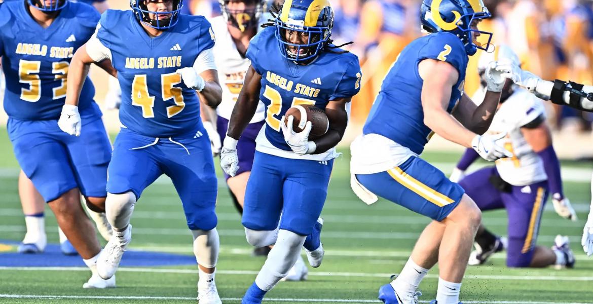 Angelo State running back Jayden Jones breaks free against Western New Mexico on Saturday, Sept. 19, 2025.