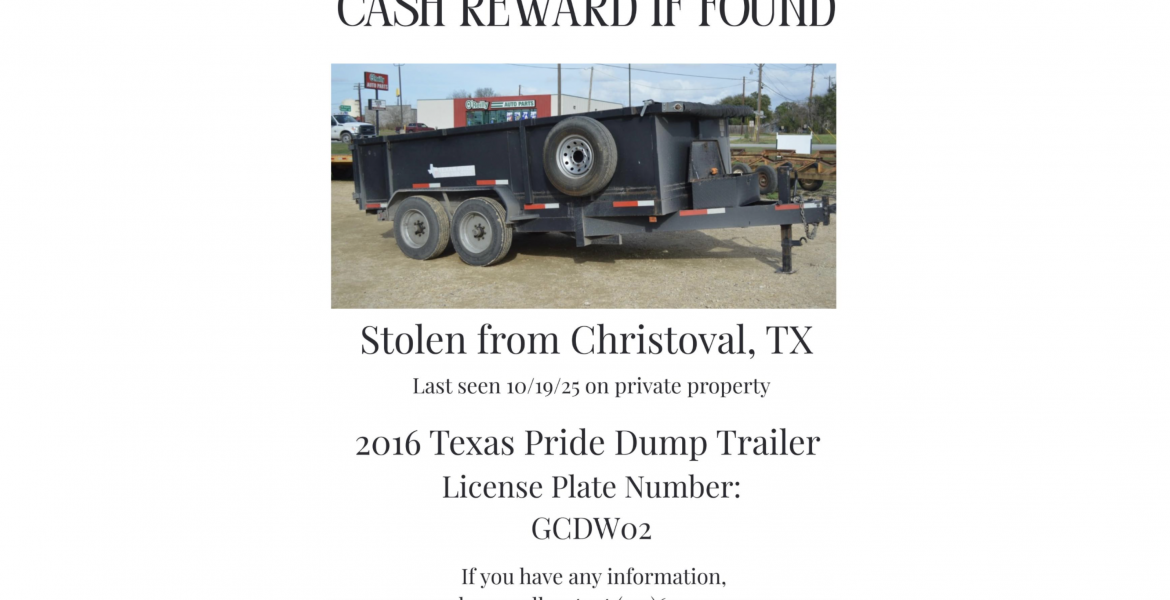 Stolen Dump Trailer from Christoval Stolen Dump Trailer from Christoval
