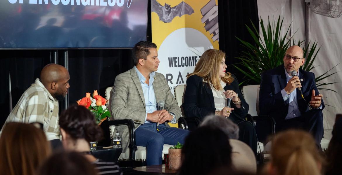 From left: Texas Tribune public education reporter Jaden Edison moderates a panel with Austin ISD Superintendent Matias Segura, Tomball ISD Superintendent Martha Salazar-Zamora, and San Angelo ISD Superintendent Christopher Moran during The Texas Tribune Festival in downtown Austin, on Saturday, Nov. 15, 2025. Manoo Sirivelu/The Texas Tribune