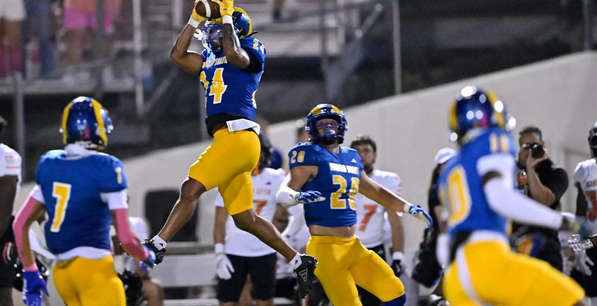 Angelo State's Xavier Walton intercepts a pass during the 2025 season.