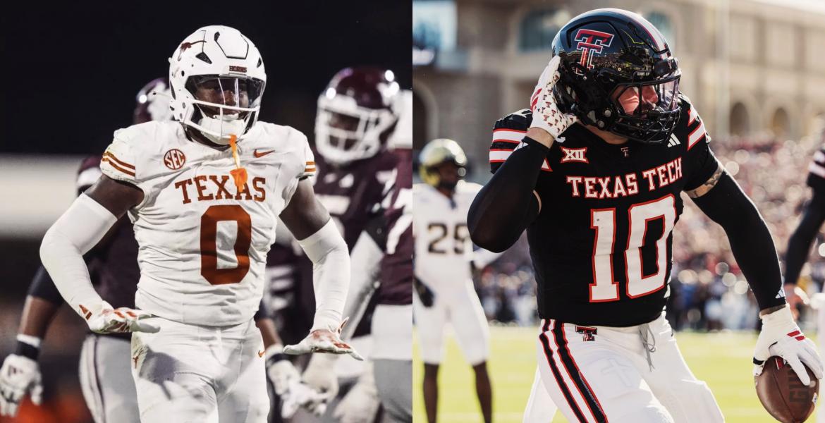 Texas Longhorns Anthony Hill (Left) and Texas Tech Red Raiders Jacob Rodriguez (Right)
