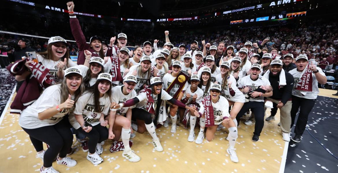 The Texas A&amp;M volleyball team swept Kentucky on Sunday to win the program’s first national title, completing a stunning run through the playoffs.