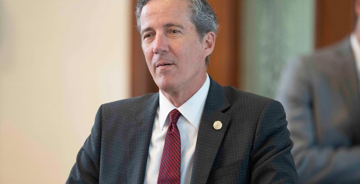 Then-state Sen. Kelly Hancock, R-North Richland Hills, in the Senate chamber on May 2, 2023. Now acting state comptroller, Hancock is seeking to bar some Islamic and Chinese-linked schools from Texas' school voucher program.