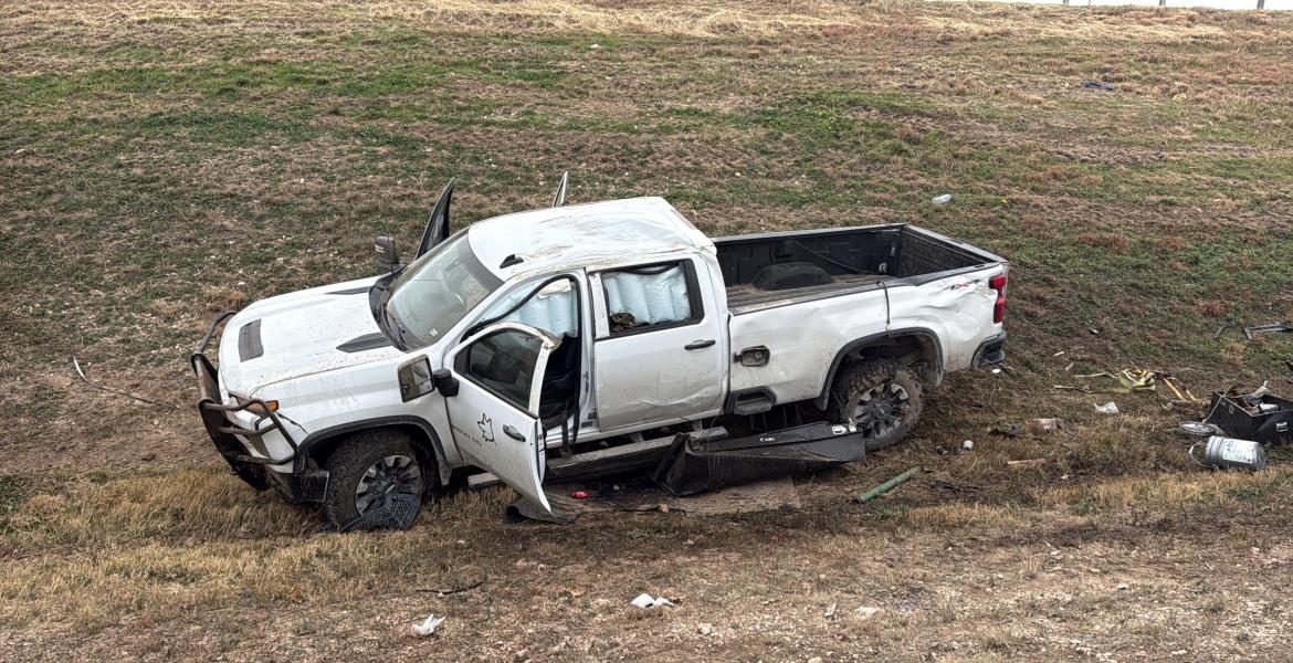A single-vehicle rollover crash near the San Angelo city limits Monday morning shut down a highway entrance ramp.