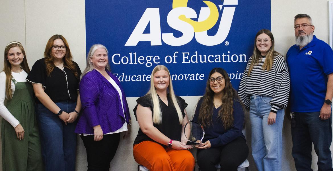 ASU Kappa Delta PI officers with the ACE Award