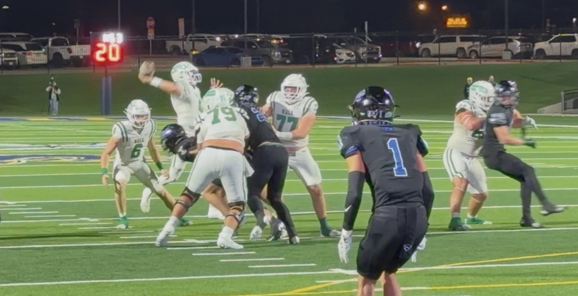 Wall Hawk Quarterback Landon York finds Kellan Oliver in the end zone