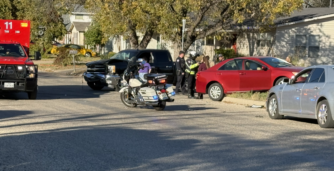 A two-vehicle crash in the Santa Rita neighborhood Tuesday afternoon sent a car sliding into someone’s front yard.