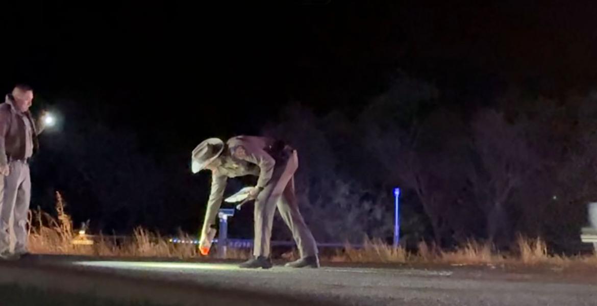 Orange spray paint was used to mark the various points of the crash on US 277 at Reece Rd. on Dec. 9, 2025.