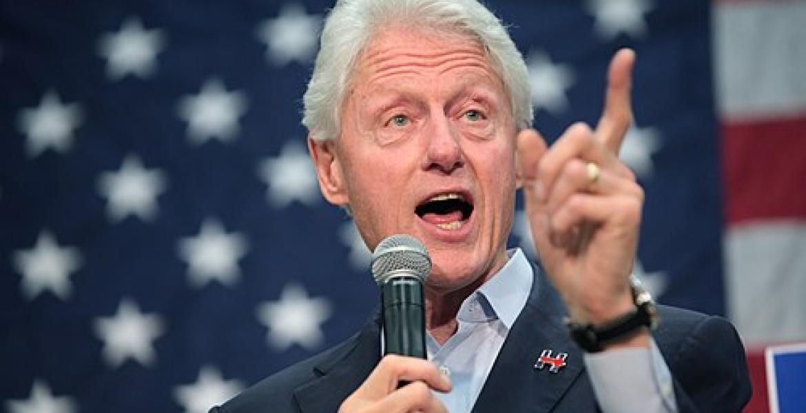 Bill Clinton speaks while campaigning at an election rally for his wife, Hillary, who was running for President of the United States in 2016.