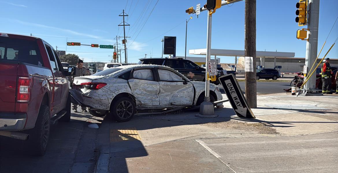 A three-vehicle crash is backing up traffic Friday at the intersection of Bryant Boulevard and 29th Street.