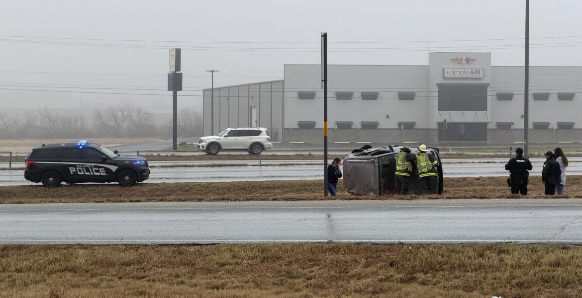 A car rolled over on Loop 306 on Friday morning in a single-vehicle crash.