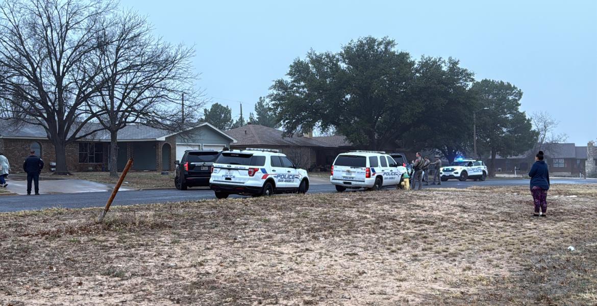 Law enforcement has surrounded a house in a San Angelo neighborhood after a car chase Friday morning.