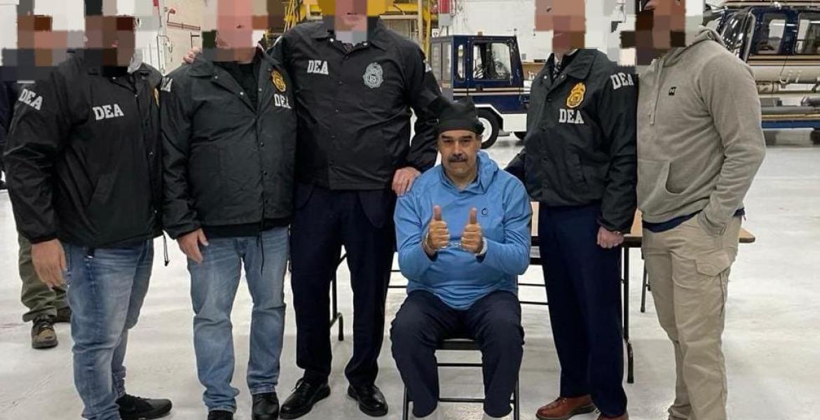 First pictures have been released of Former Venezuelan President Nicolás Maduro on arrival earlier tonight at New York Stewart International Airport.