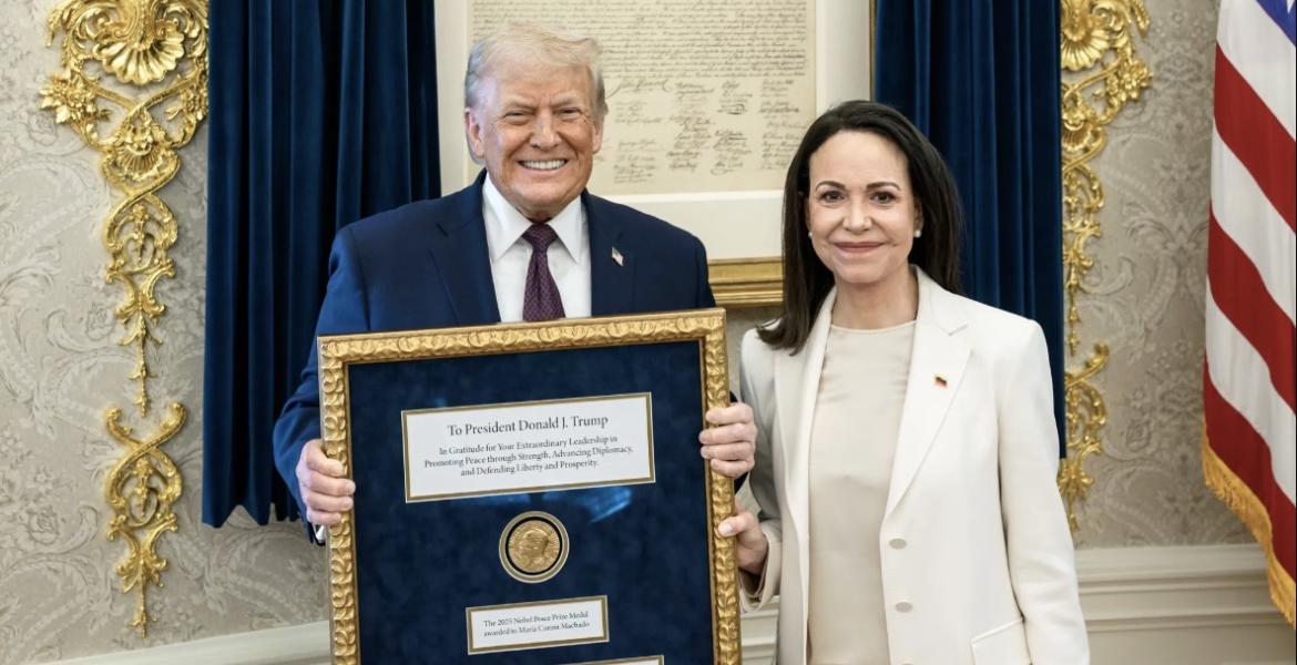 President Donald Trump and Venezuela's Opposition Leader Maria Corina Machado