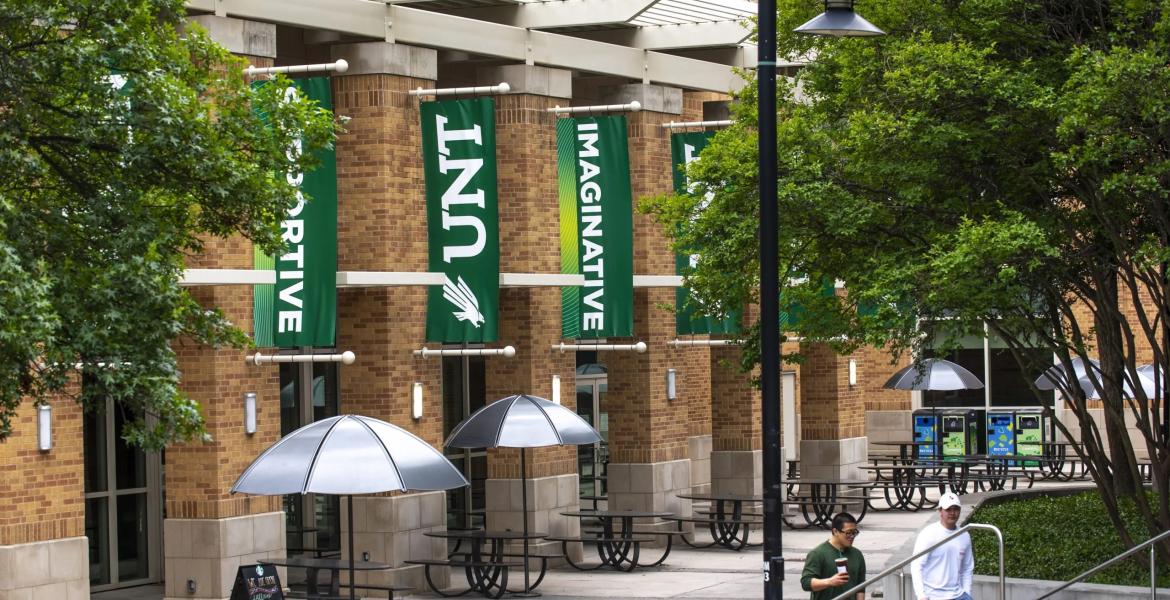 The student union at the University of North Texas campus in Denton on May 8, 2020.