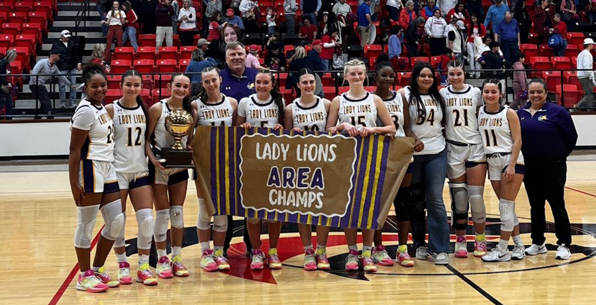 The Ozona girls basketball team celebrates its 43-30 second-round win over Sundown on Thursday, Feb. 19, 2026.