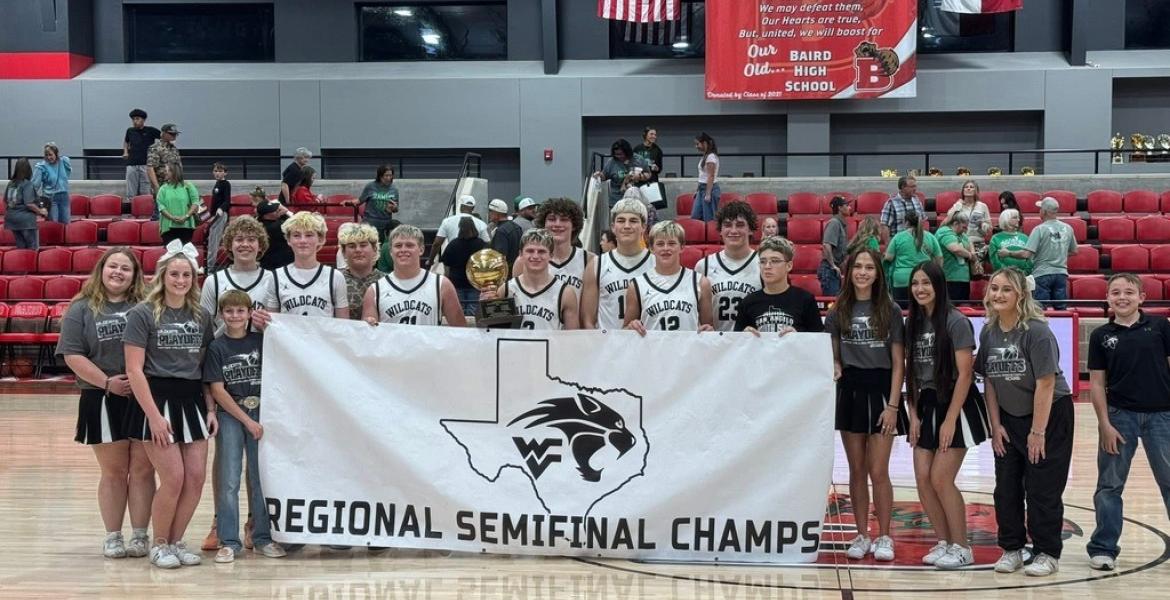 The Water Valley Wildcats celebrate after their regional semifinal win over Hamlin on Tuesday, March 3, 2026.