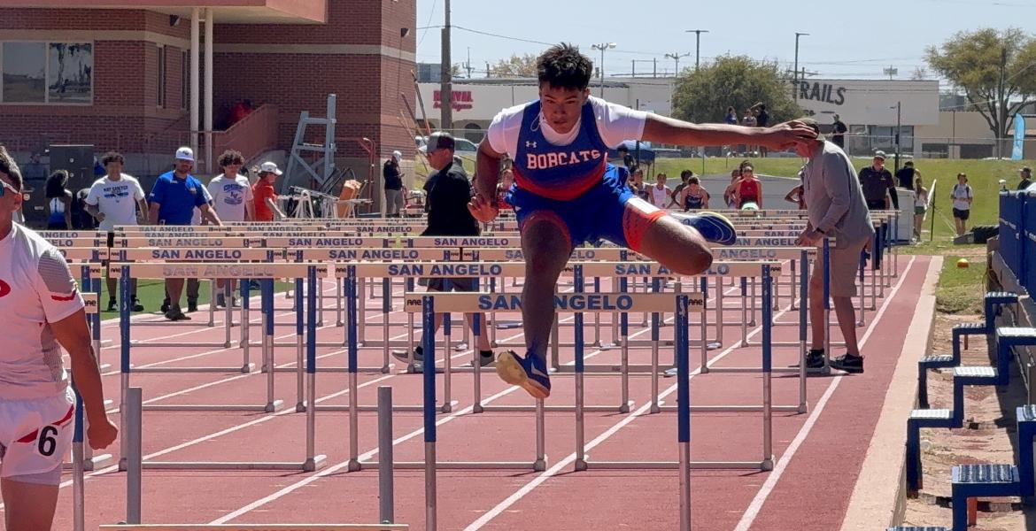 Athletes compete in the 110 hurdles during the 66th annual San Angelo Relays on Friday, March 13, 2026.