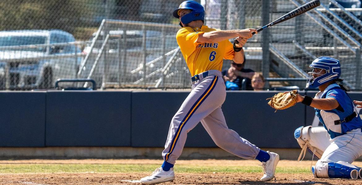 Angelo State's Brett Smajstrla takes a swing against St. Mary's on Sunday, March 1, 2026.