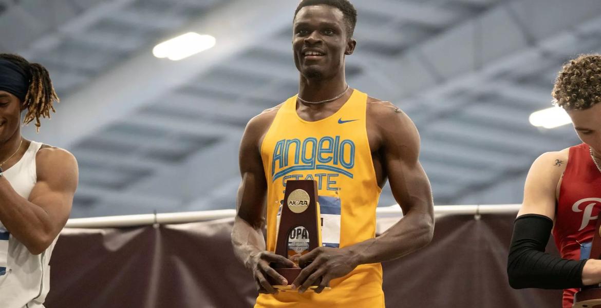 After winning two national titles, Angelo State's William Opare was named the South Central Regional Indoor Track Athlete of the Year.