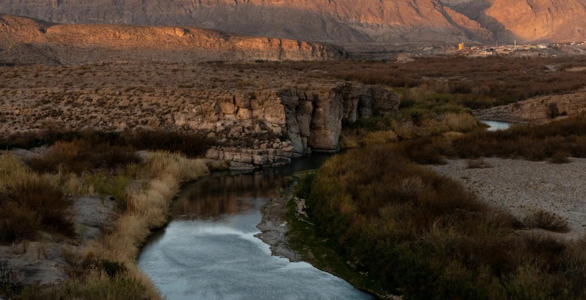 The sun sets over the Rio Grande in Big Bend National Park on Feb. 22, 2025.