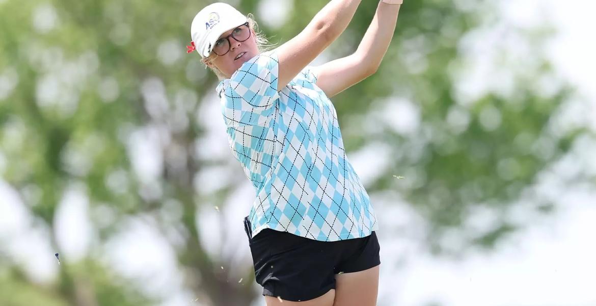 Angelo State's Beth Norton swings during the Lone Star Conference Championships on Tuesday, April 14, 2026.