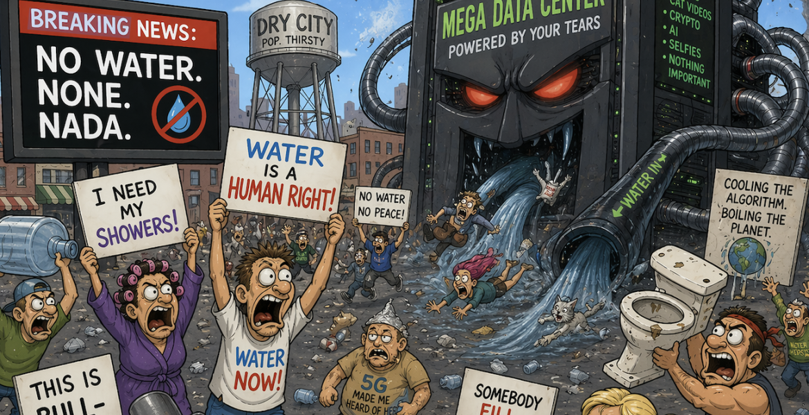 Low IQ idiots, weirdos and losers protesting non-existent conspiracy theories about data centers and water use