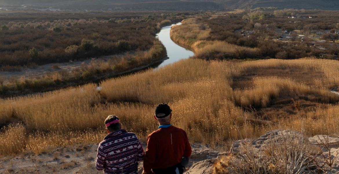 Visitors at Texas' Big Bend National Park look toward the Rio Grande separating Mexico and the United States on Feb. 22, 2025.